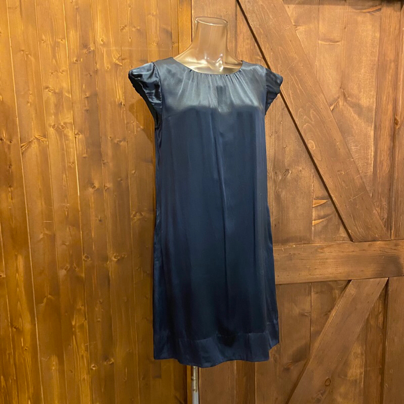 BANANA REPUBLIC 深藍純絲洋裝