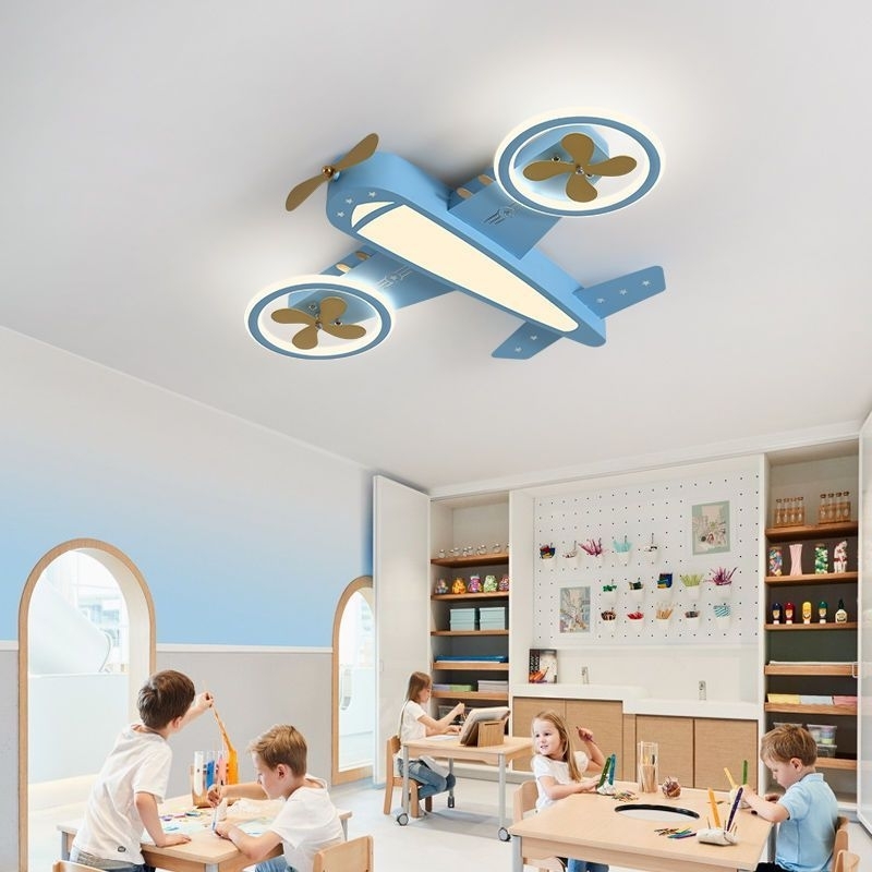 110V臥室吸頂燈吊燈ins創意卡通飛機兒童房現代簡約個性客廳書房led燈