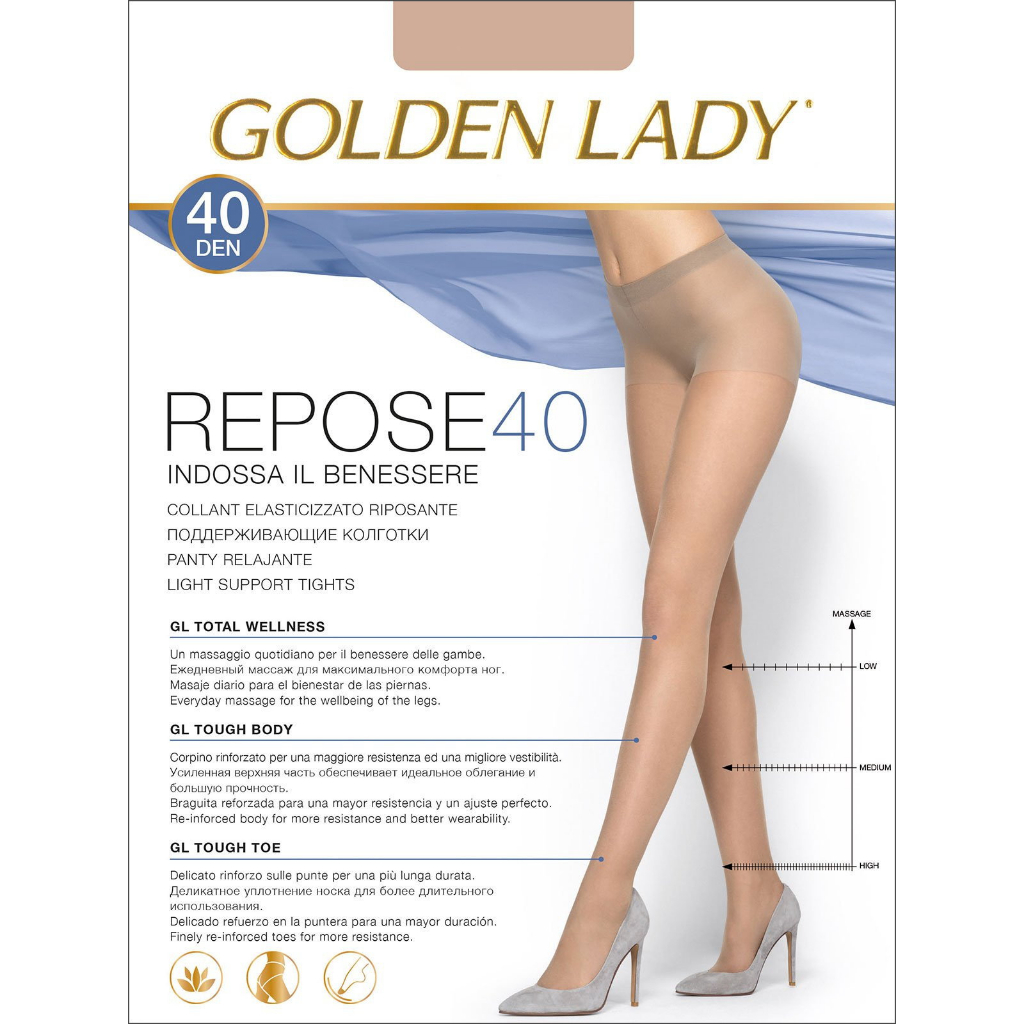 °☆就要襪☆°全新義大利品牌 GOLDEN LADY REPOSE 美腿加壓萊卡機能褲襪(40DEN)
