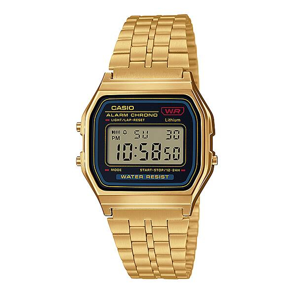 CASIO 方形復古 數字電子錶 經典黑金 A159WGEA-1DF