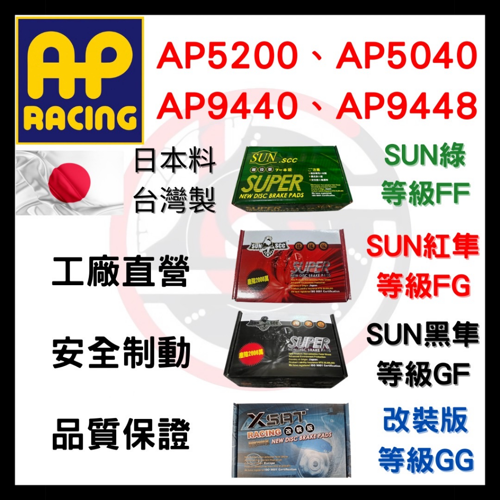 SUN隼 AP 四缸 AP5200 AP5040 AP9440 AP9448 AP9200 D50 改裝 四活塞 來令片