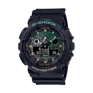 【CASIO G-SHOCK】粗曠鏽鐵意象雙顯休閒運動腕錶-鐵鏽綠/GA-100RC-1A/台灣總代理公司貨享一年保固