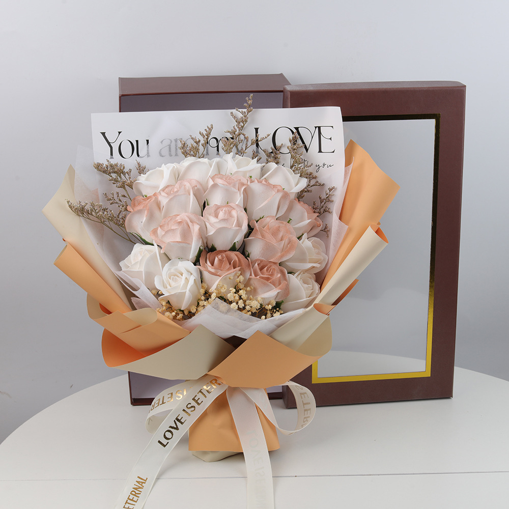 【GIFTME5台灣出貨】七夕情人節精美玫瑰花束 香皂花 玫瑰 畢業花束 初戀粉 永生乾燥花 送禮 花束 紀念日 送禮