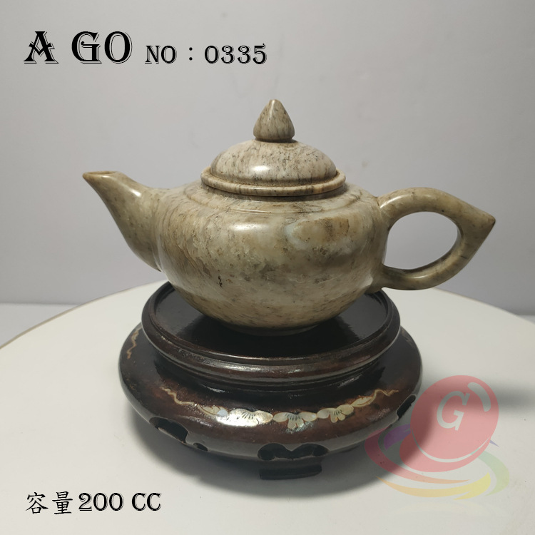 [A go]玉石茶壺 透光強烈品項完整  未使用過 容量200CC玉石壺NO：0335