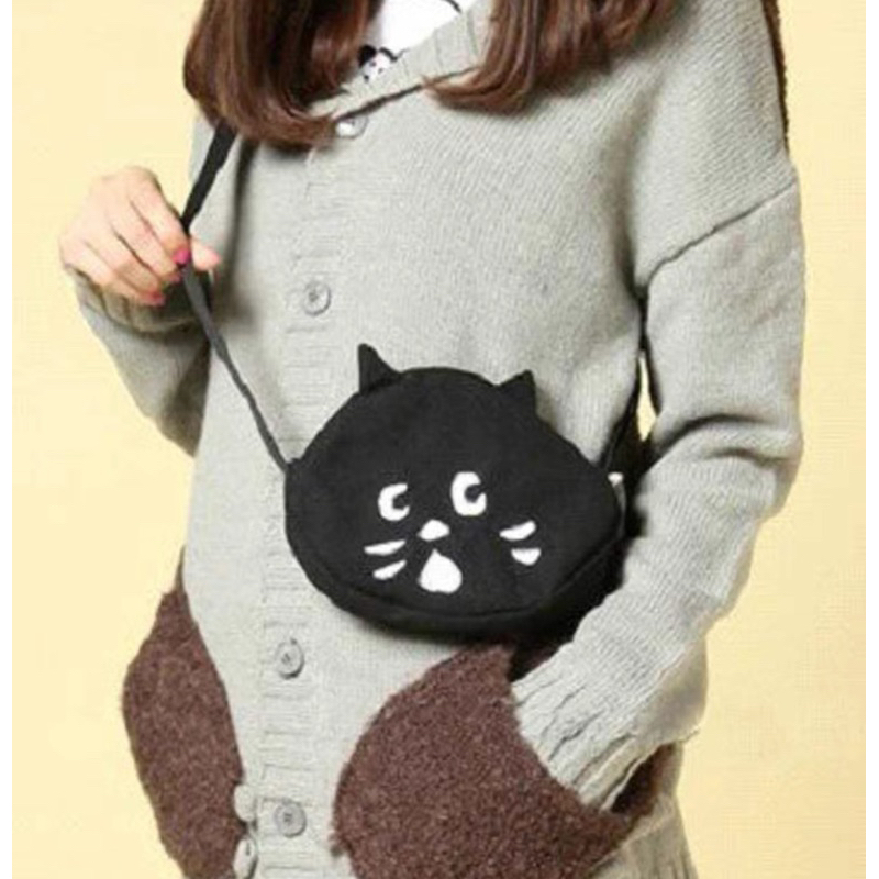 ［星 shop] 驚訝貓 Ne-net 可愛 耳朵立體 造型 刺繡 斜背包 側背包
