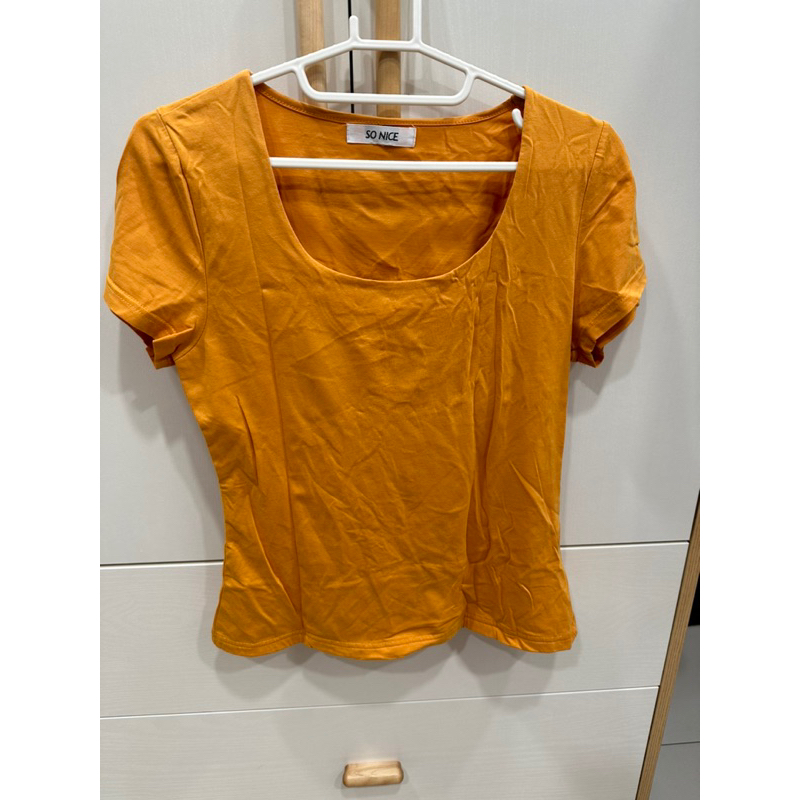 二手九成新So nice橘黃色短袖 T恤便宜賣