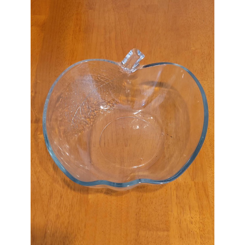 玻璃雕花蘋果造型 沙拉盆 ／點心盆／大容量水果盆／多用途玻璃容器