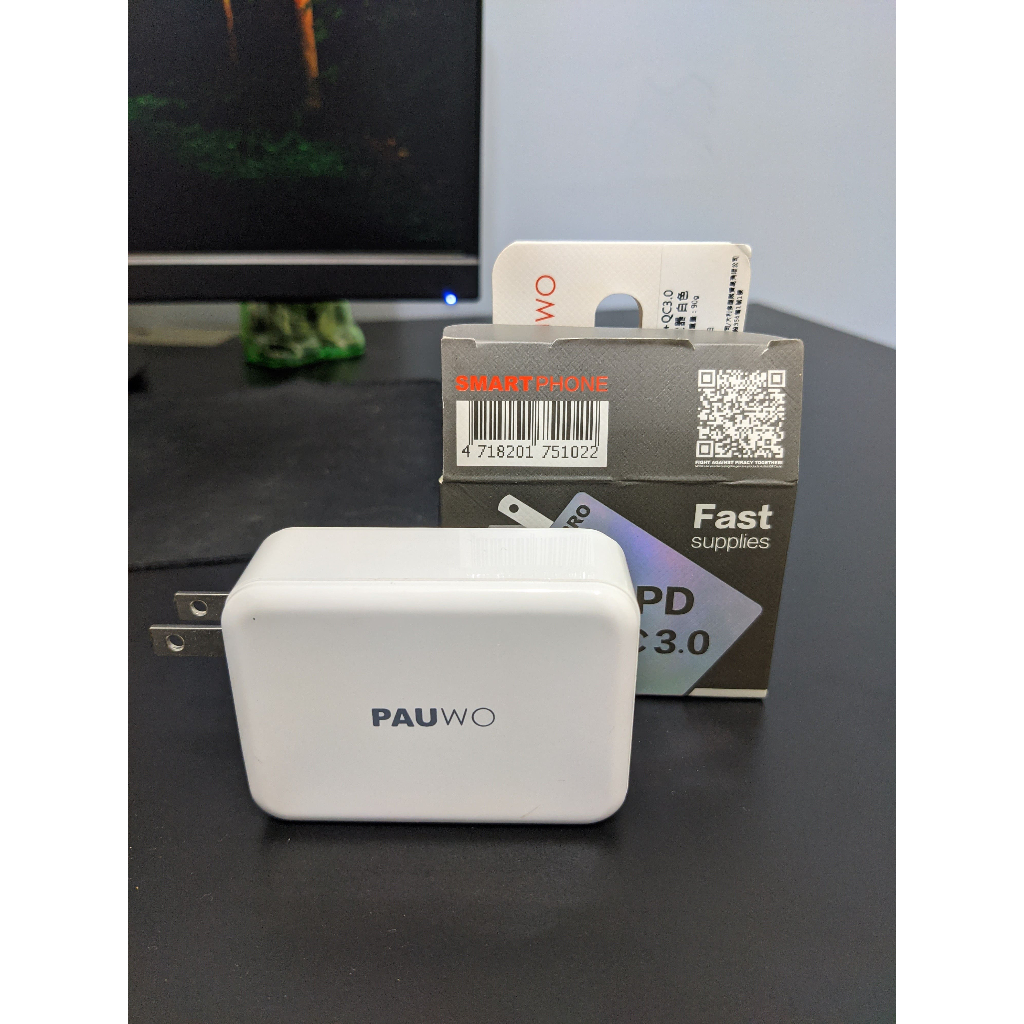 Pauwo PD+QC3.0 雙口閃充USB充電器 二手