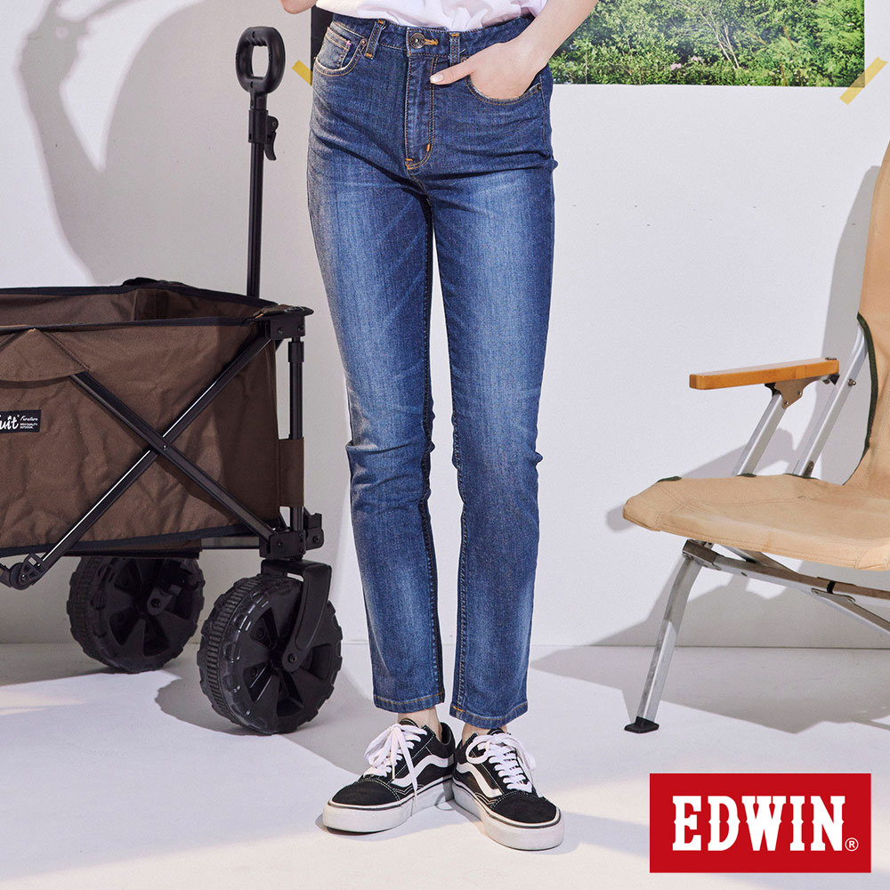 EDWIN 修身顯瘦窄管直筒牛仔褲(酵洗藍)-女款