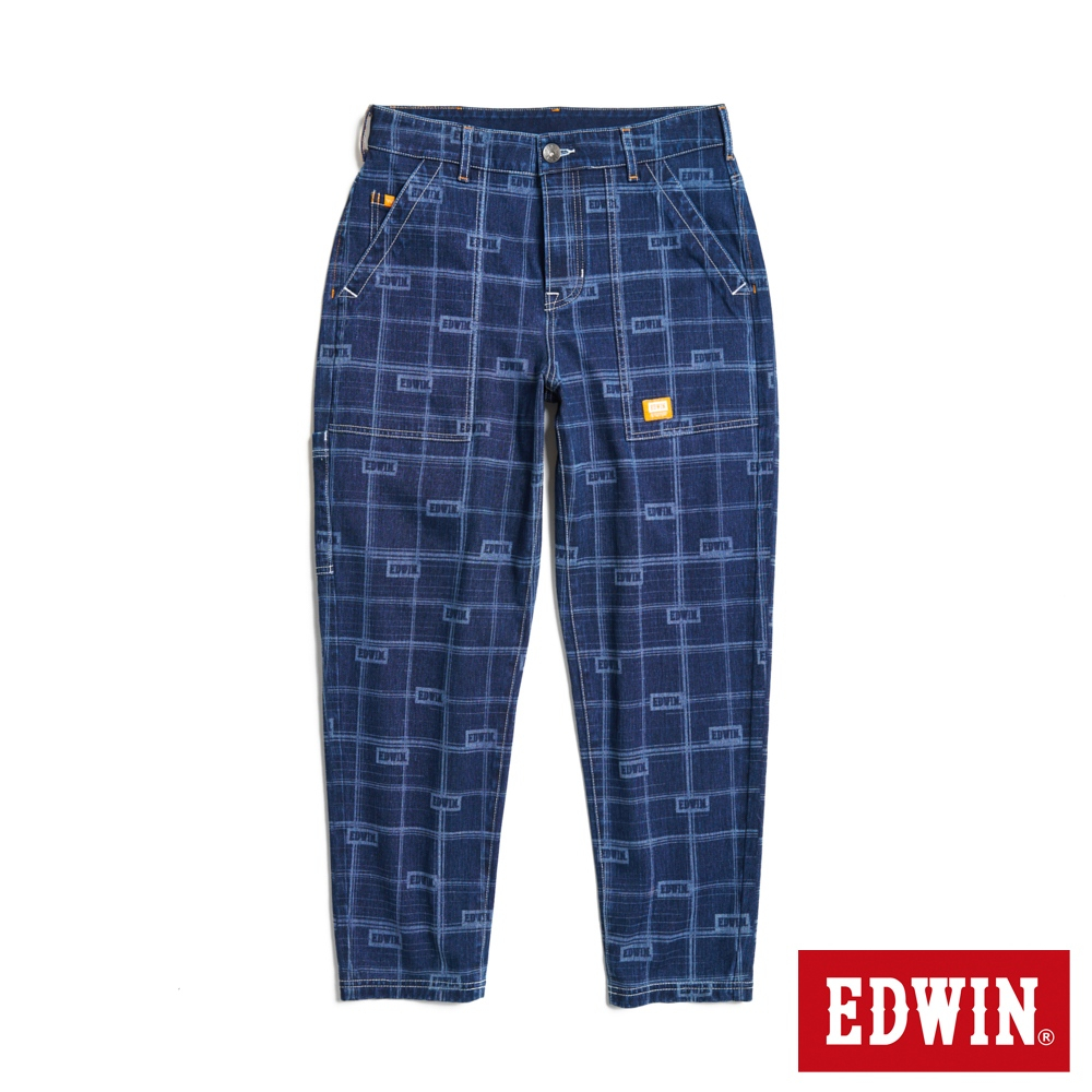 EDWIN 橘標 格紋工裝褲(酵洗藍)-男款