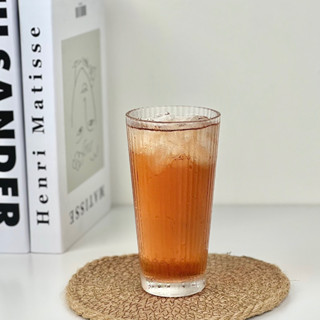 【幸沐商行】韓ins風條紋玻璃杯 280ml 水杯 拿鐵杯 果汁杯 氣泡飲料杯 條紋杯 咖啡杯 冷飲杯