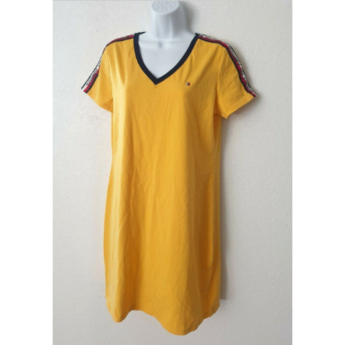【TOMMY HILFIGER】純色 V 領連衣裙（黃色、S號*1）- 214898