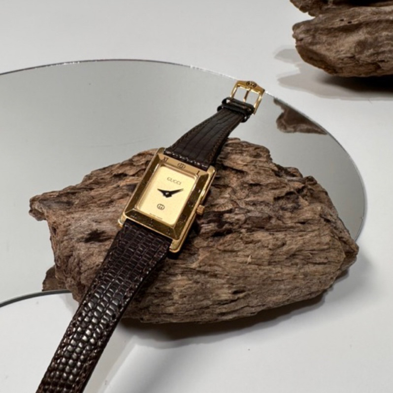 Gucci vintage 日本二手 中古復古古董 皮革 石英錶 手錶
