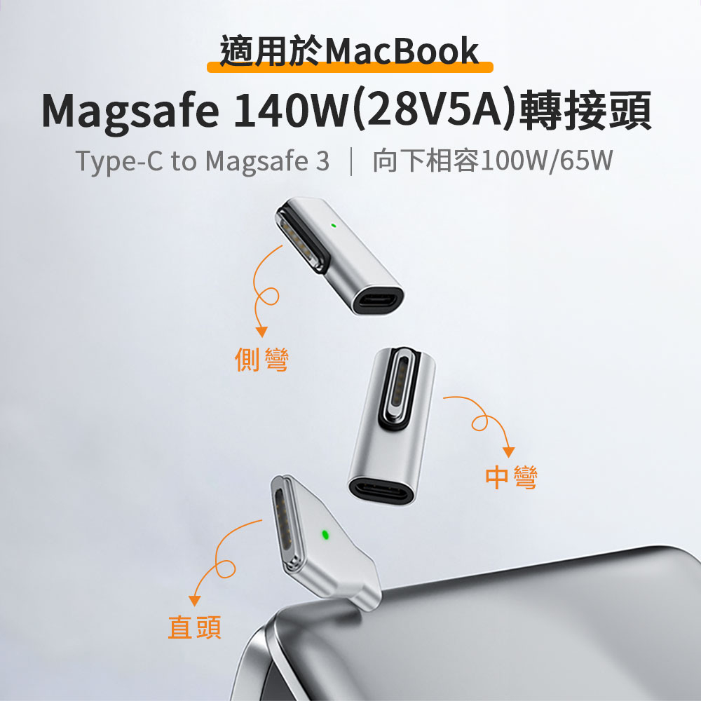 台灣出貨 MacBook轉接頭 Type-C to Magsafe 3 140W PD3.1 磁吸轉接頭 蘋果充電轉接頭