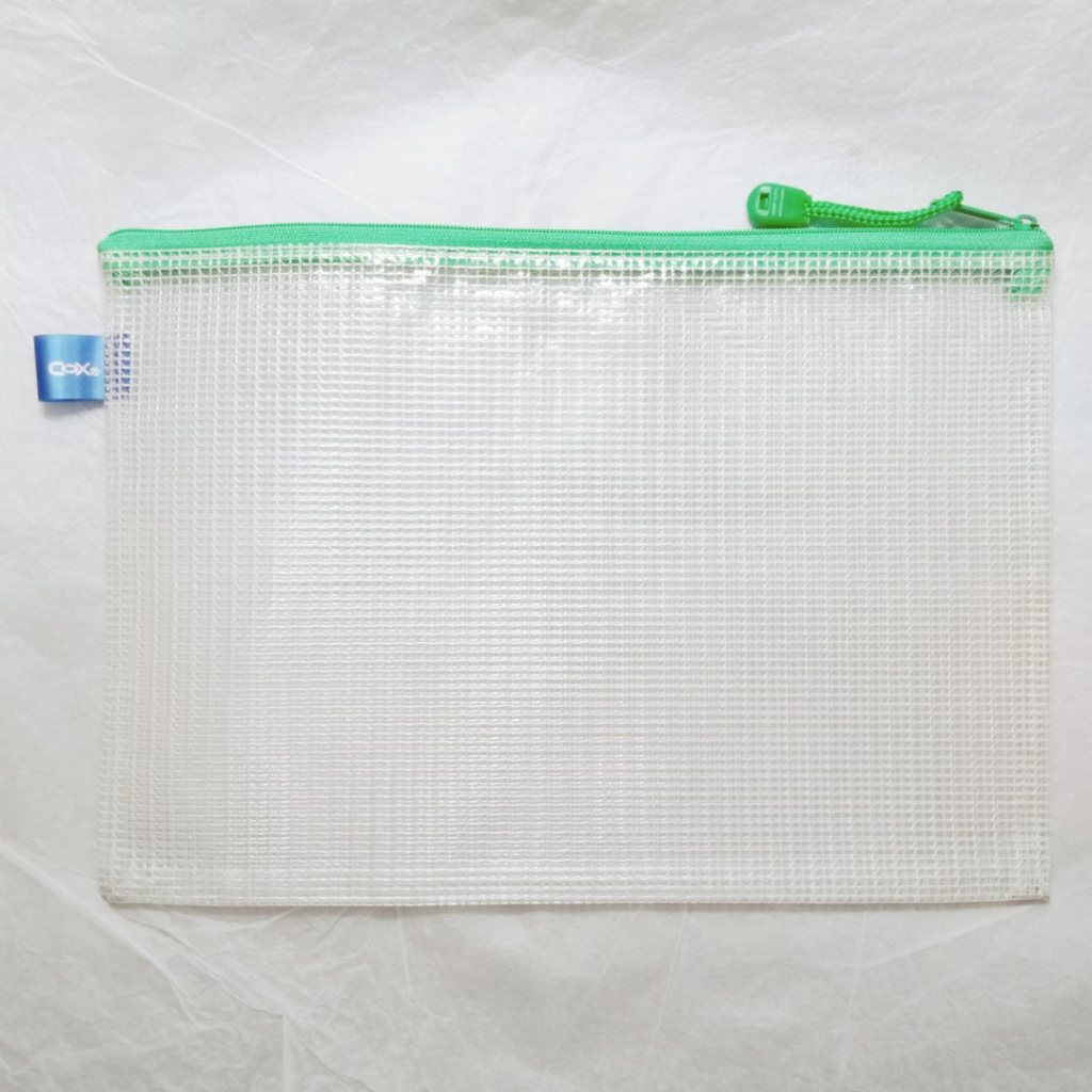 透明網格防水資料袋 拉鍊袋 文具袋 收納袋 文件袋（9成新）