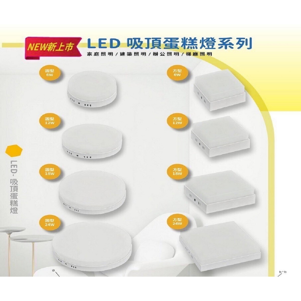 LED 吸頂燈  方形 蛋糕燈 12W / 18W / 24W可選