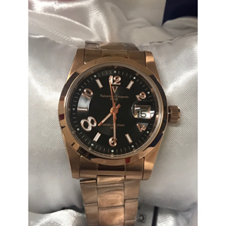 全新正品現貨法國Valentino Coupeau中性腕錶 /礦物水晶玻離鏡面/錶徑36mm/玫瑰金不銹鋼錶帶/石英腕錶