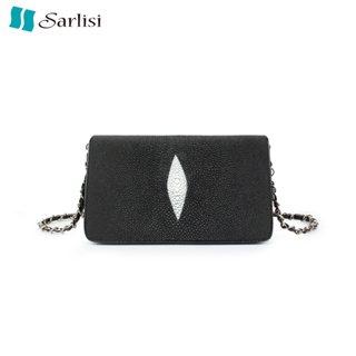 【台灣出貨】【Sarlisi 】夏麗絲泰國進口新款珍珠魚皮女包真皮鏈帶包女士斜背包錢包