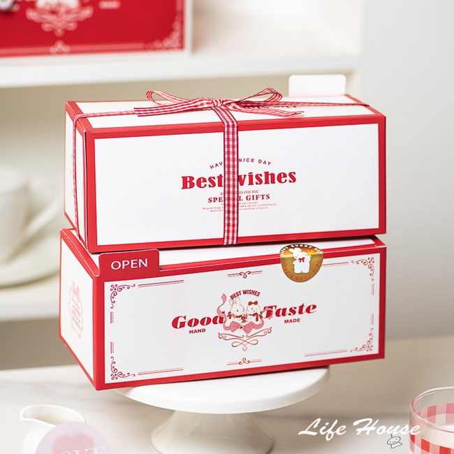 紅色長條包裝紙盒 西式烘培包裝盒 紅色禮品盒 紅色紙袋 餅乾甜點常溫蛋糕雪花酥瑪糖果曲奇餅乾磅蛋糕 DIY包裝紙盒