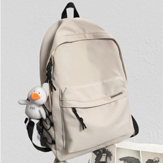 〔現貨特價〕白色學生後背包電腦包書包附雪人掛件