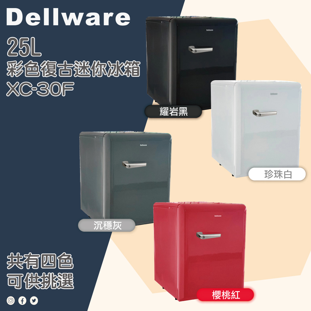 客房小冰箱 Dellware 德萊維 XC-30F 25公升 密閉無聲冰箱 飯店 彩色復古 迷你冰箱