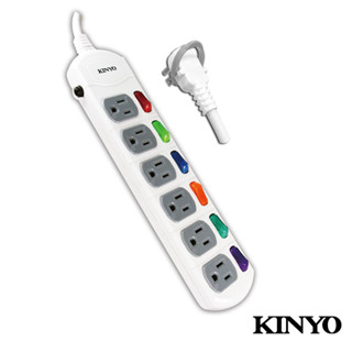 KINYO 3P 12尺 六開六插 安全 延長線 最新安規 耐熱防火 過載保護