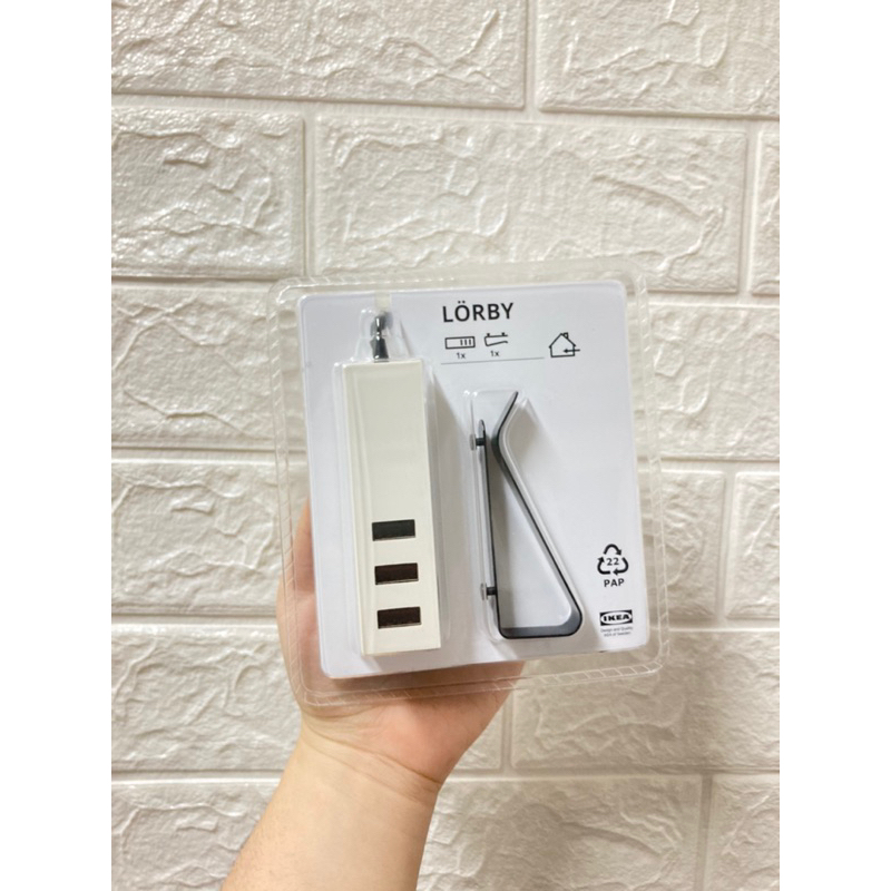 ikea usb充電器附夾 白色款  三孔usb充電器