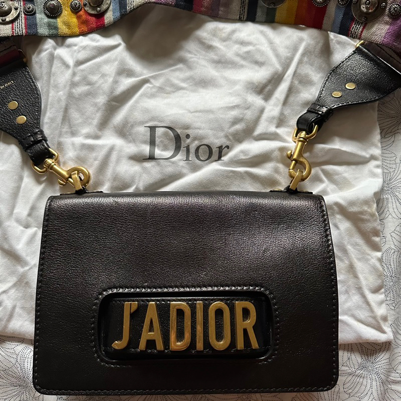 專櫃購入二手Dior jadior 大款 dior刺繡背帶 翻蓋晚宴包