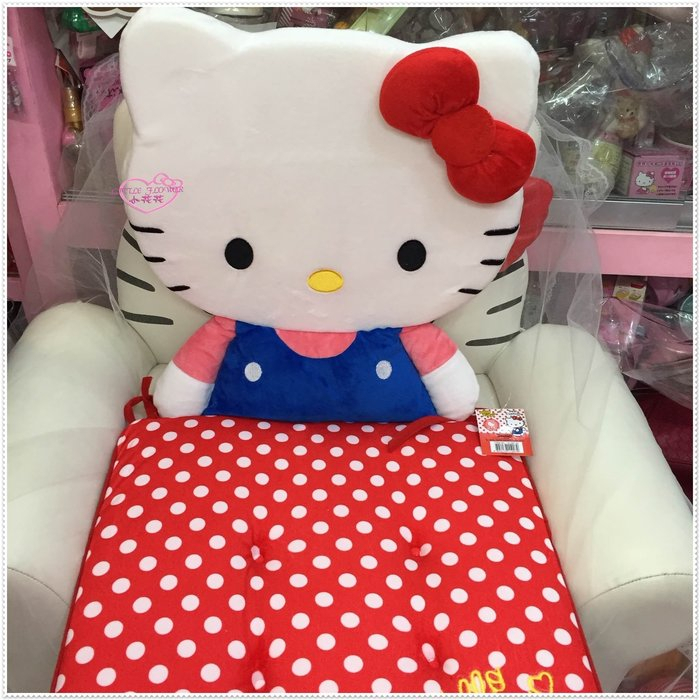 ♥小玫瑰日本精品♥ Hello Kitty 造型和室坐墊 /汽車靠墊 凱蒂貓 椅墊 藍衣坐姿 96301500