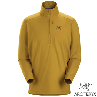 【ARCTERYX 始祖鳥】男 彈性透氣登山健行保暖排汗衣 Rho LT Zip Neck.中層衣_綠洲褐_27589