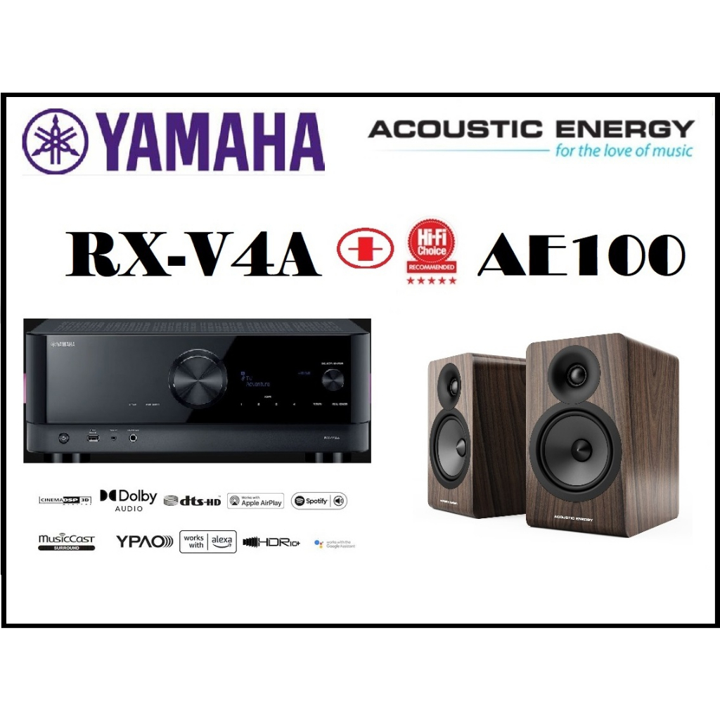 [ 宥笙音響 ]🔥ACOUSTIC ENERGY AE AE100 書架式喇叭+YAMAHA RX-V4A AV擴大機