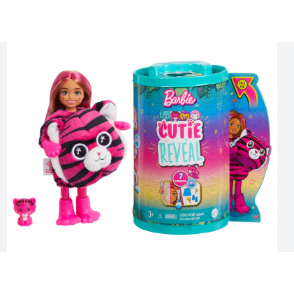 MATTEL-Barbie 芭比娃娃 芭比驚喜造型娃娃-小凱莉叢林動物系列-小老虎(內含小凱莉娃娃及配件1隻寵物)