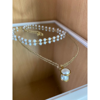 🌼珍珠 簡約設計 白色 金色 圈圈 辣妹項鍊