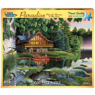 特價出清~976PZ 1000片美國進口拼圖 WHI 繪畫風景 夢幻森林 湖畔 渡假別墅