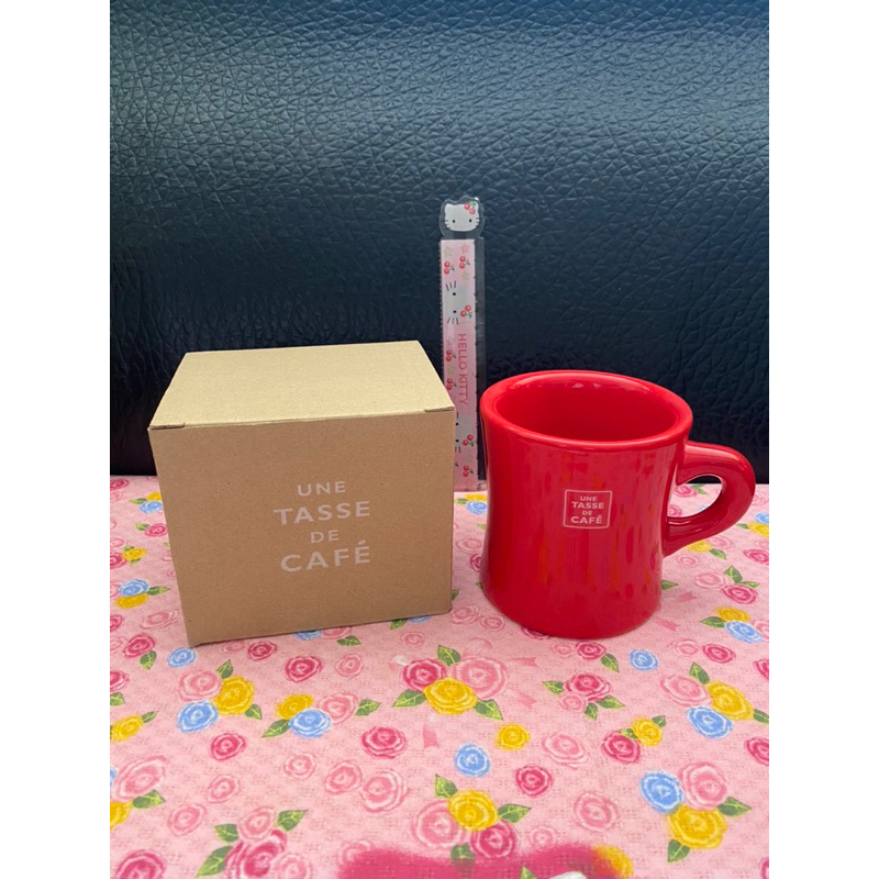 日本製 UNE TASSE DE CAFE 馬卡龍色 陶瓷馬克杯 咖啡杯 拿鐵杯 《杯身厚實》—紅色