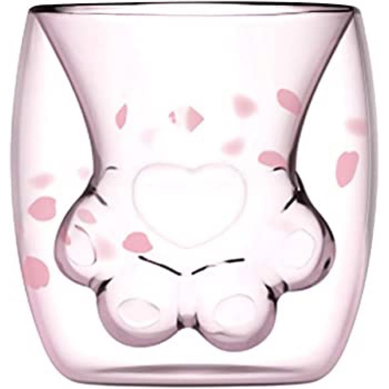 櫻花 貓爪雙層玻璃杯