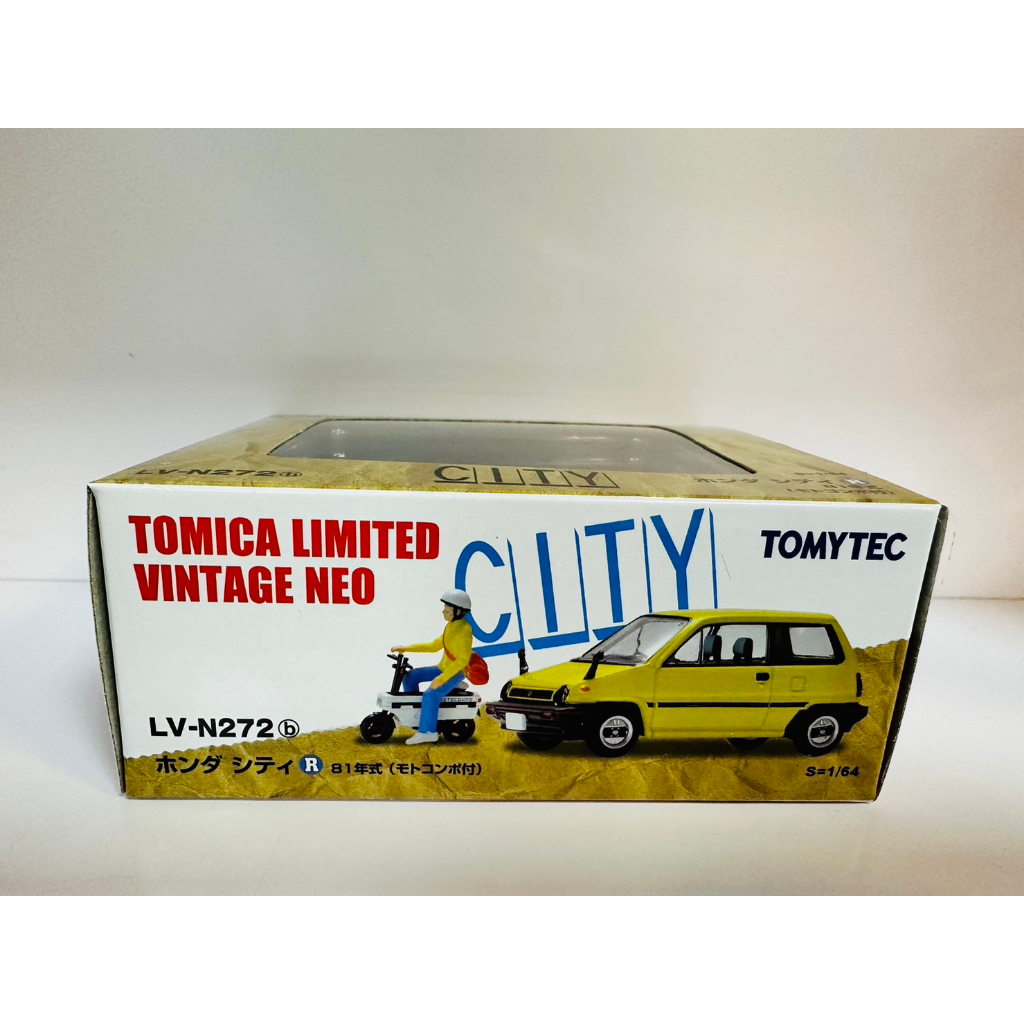{TZ玩車庫}Tomytec LV-N272b Honda City R黃色&amp;迷你小機車&amp;騎乘小人(1981)