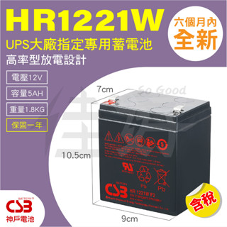 佳好電池 全新含稅 CSB HR1221W F2 不斷電UPS、太陽能、釣魚燈具、照明、消防保全（NPH5-12同容量）