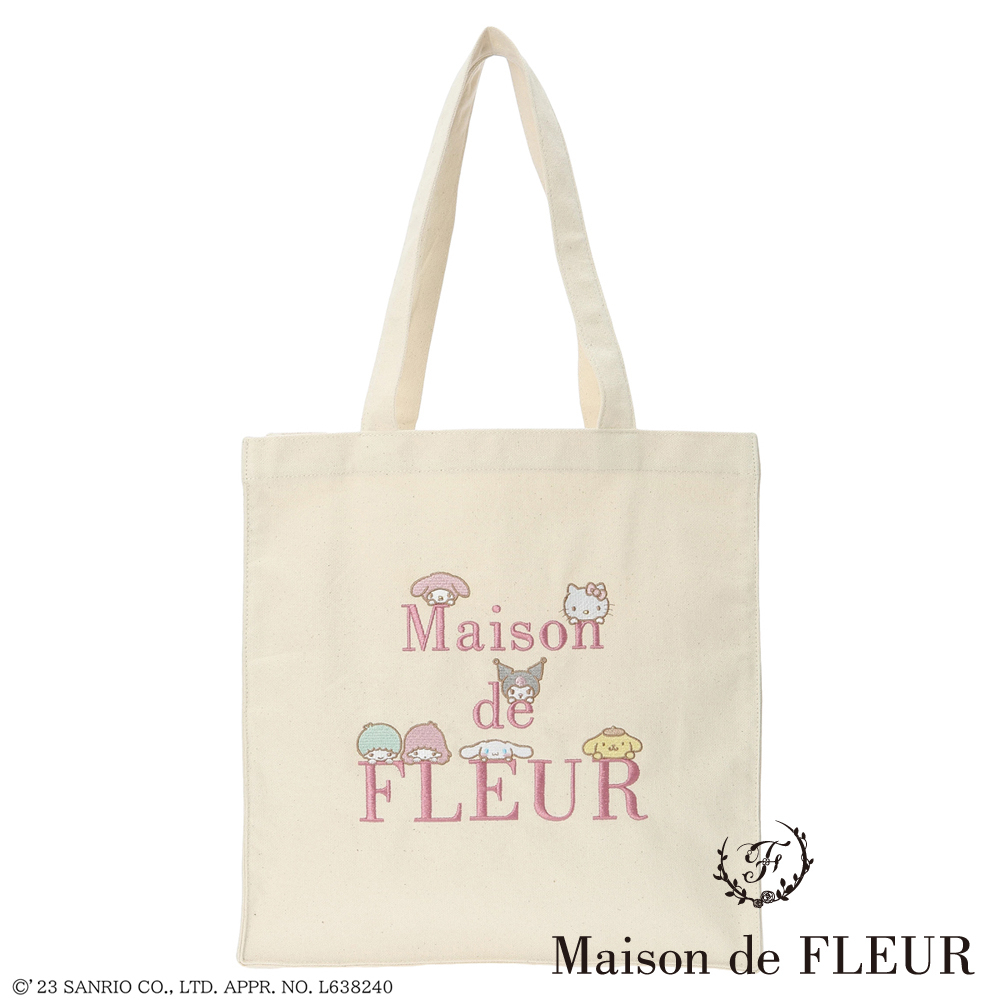 Maison de FLEUR 三麗鷗角色集合刺繡方形帆布包(8A31F0J6300)