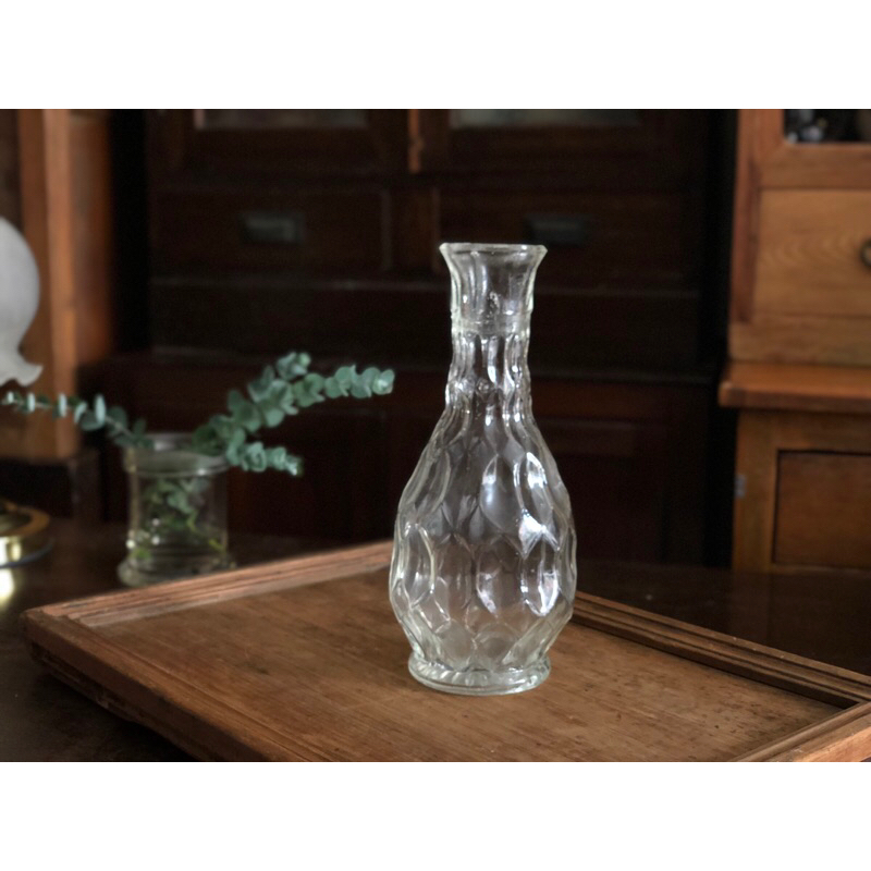 【福三】老玻璃花瓶 氣泡玻璃