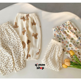【Qimm shop】現貨不用等✰夏季韓版印花棉紗燈籠褲 100-120碼 兒童薄長褲哈倫褲 防曬褲防蚊褲 夏天男女