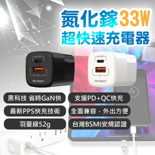 『亮亮燈飾』雙孔快充頭/氮化鎵/33W/PD+QC3.0/充電頭/充電器/豆腐頭/iPhone/Type-c/USB