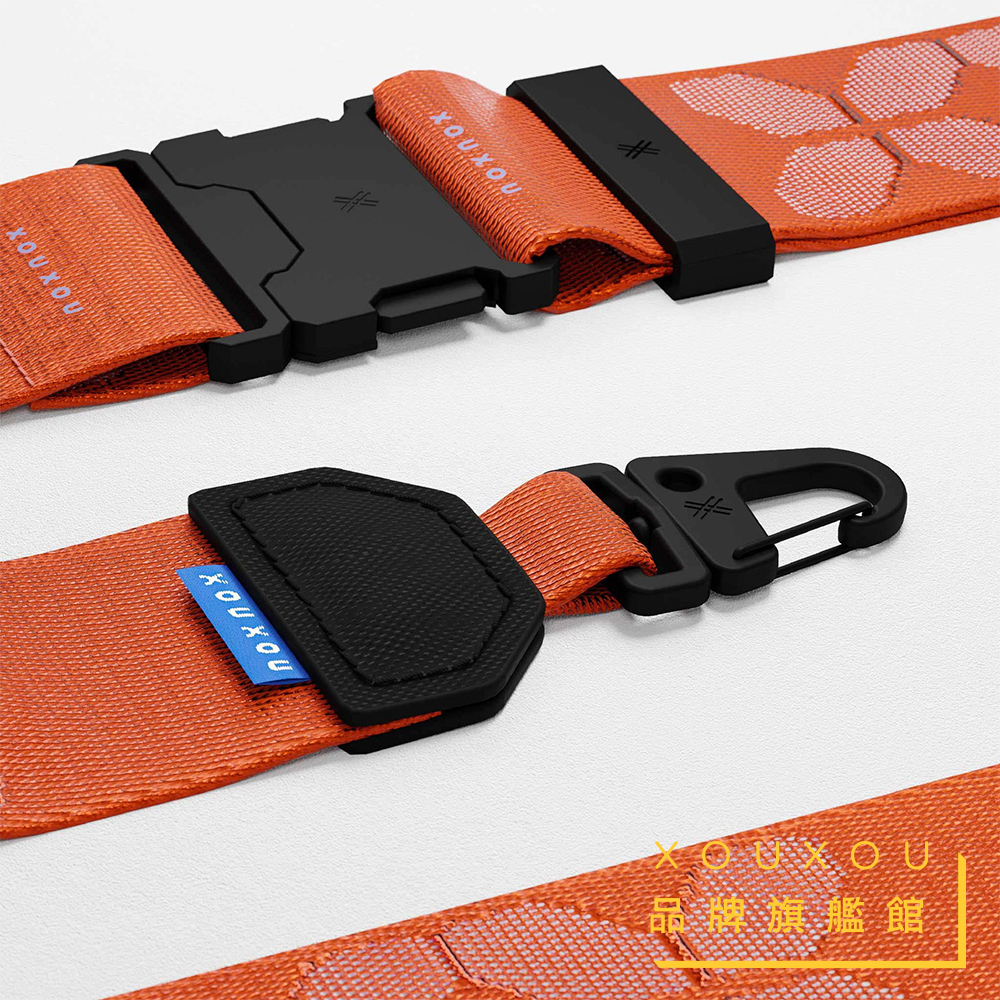 XOUXOU / 40mm多功能XX寬版背帶-橘色Tangerine 可支援相機 掛繩手機殼 手機夾片