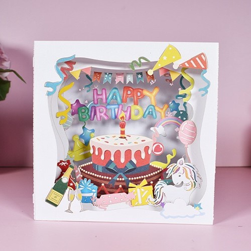 生日蛋糕立框造型卡片✿ 生日賀卡 創意卡片 立體卡片 紙雕立體卡片