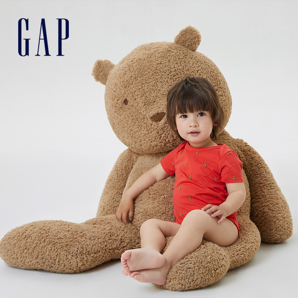 Gap 嬰兒裝 Logo純棉印花短袖包屁衣 布萊納系列-紅色碎花(668167)