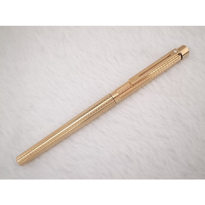 B028 少見targa細桿 - 西華 美國製 targa 1006 金色格子14k F尖鋼筆(7成新握位有修補)