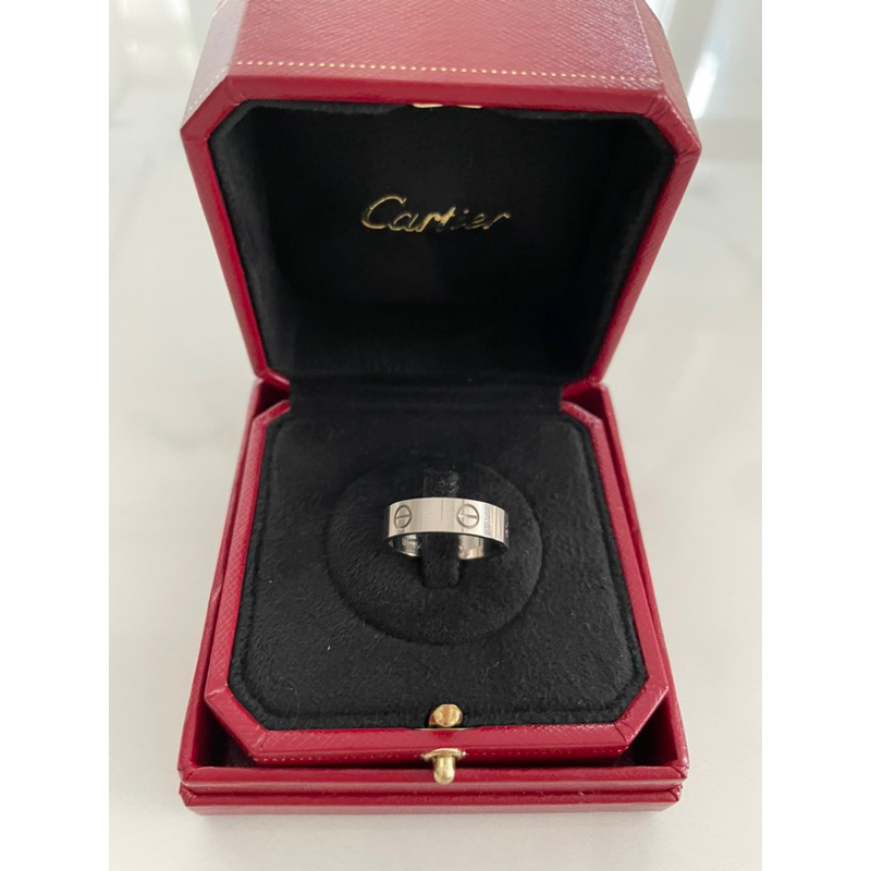 Cartier Love系列 寬版白K金 58號戒指