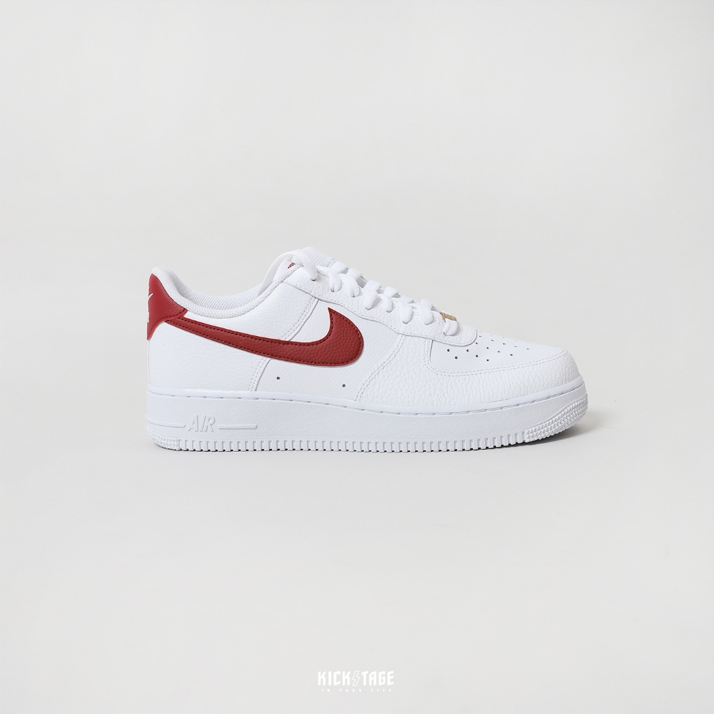 NIKE AIR FORCE 1 AF1 白紅 金扣 荔枝皮 皮革 復古 低筒休閒鞋 男鞋【CZ0326-100】