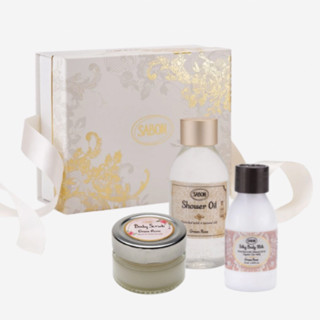 現貨☁️ SABON 迷你三部曲禮盒 磨砂膏 沐浴油 絲綢身體乳液 以色列綠玫瑰 茉莉花語 橙花漫舞