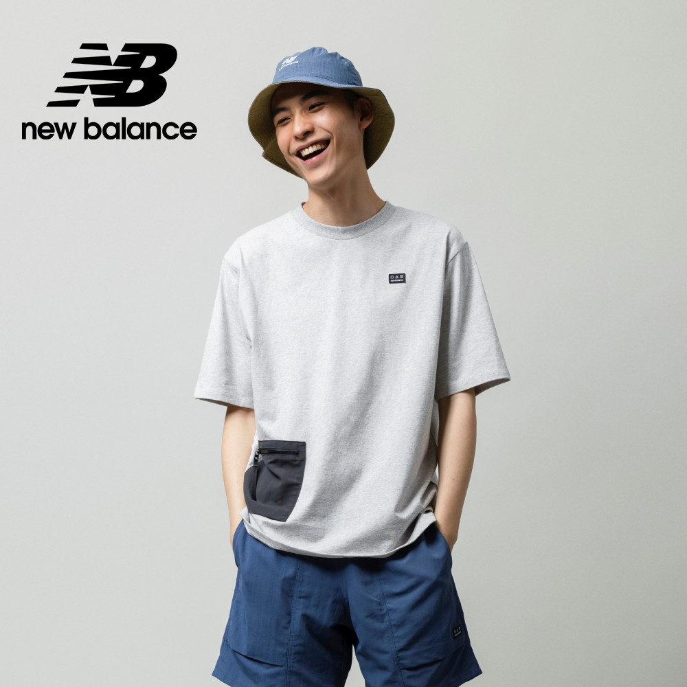 【New Balance】 NB 撞色口袋拼接短袖上衣_男性_淺灰色_MT31534SXY